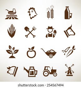 farm and agriculture vector icons collection