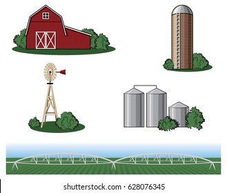 Farm and Agriculture Vector Icons Isolated on White