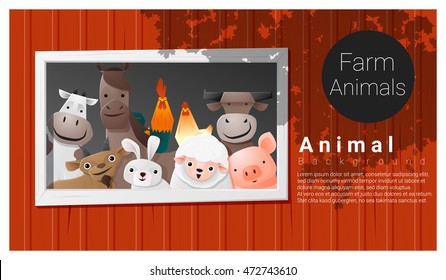 Farm animal background , vector , illustration