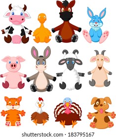 Farm animal cartoon collection set