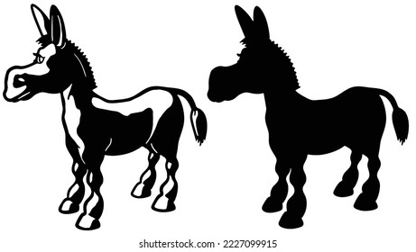 farm animal cartoon donkey foal funny vector silhouette