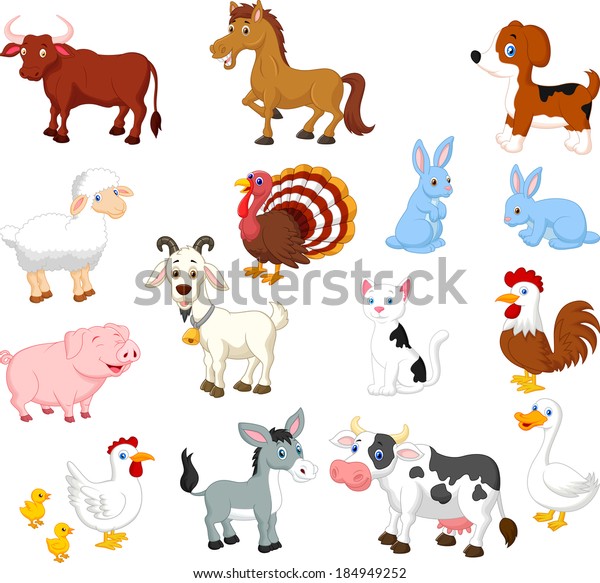 Farm Animal Collection Set Stock Vector (Royalty Free) 184949252