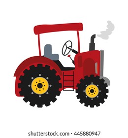 Farm animal concept represented by tractor icon. isolated and flat illustration 