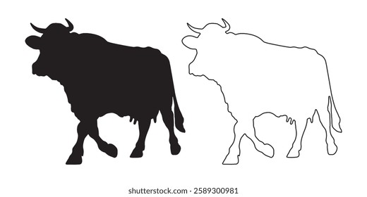 Farm Animal Cow Silhouette - Crisp Cow Outline for Digital Art
