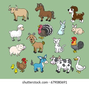 farm animal cute cartoon vector set