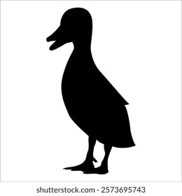 Farm Animal Duck Silhouette Vector Illustration