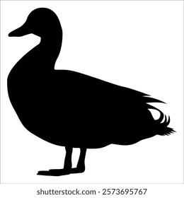 Farm Animal Duck Silhouette Vector Illustration