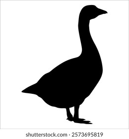 Farm Animal Duck Silhouette Vector Illustration