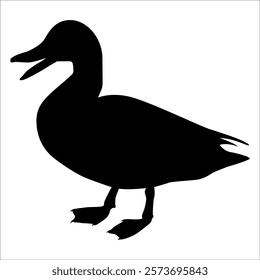 Farm Animal Duck Silhouette Vector Illustration