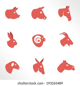 Farm animal flat icons / Solid fill icons in EPS 8 format