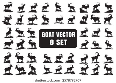 Farm Animal Goat Silhouette Set