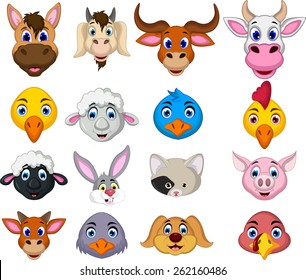 Farm Animal Head Cartoon Collection