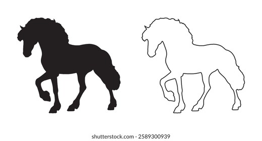 Farm Animal Horse Silhouette - Crisp Horse Outline for Digital Art
