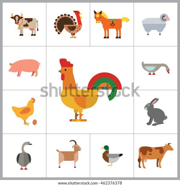 Farm Animal Icon Set Stock Vector (Royalty Free) 462376378
