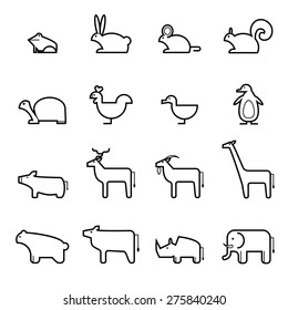 farm animal icons set vector illustration