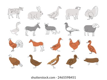Farm Animal Illustration Element Set