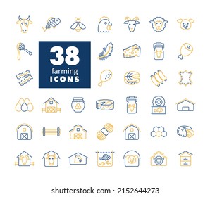 Farm animal isolated icons set. Animal food sign. Graph symbol for your web site design, logo, app, UI. Vector illustration, EPS10.