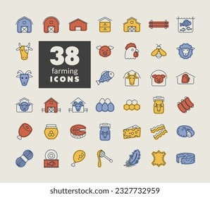 Farm animal isolated icons set. Animal food sign. Graph symbol for your web site design, logo, app, UI. Vector illustration, EPS10.
