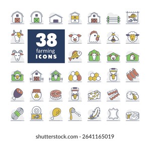 Farm animal isolated icons set. Animal food sign. Graph symbol for your web site design, logo, app, UI. Vector illustration, EPS10.