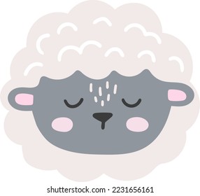 Farm animal isolted vector, Cute Animal sheep, Farm Clipart, Portrait animal vector, Baby animal element