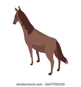 Farm animal isometric. Domestic animal in 3d flat back and front view. Cute game character of horse. Vector icon