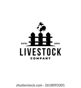 farm animal livestock logo chicken label, poultry house logo, butchery barn illustration hipster silhouette