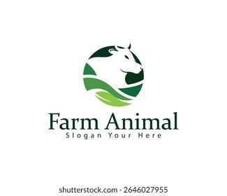 farm animal logo creative cow nature leave agriculture design concept