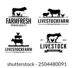 Farm animal logo design vector. Livestock and Cattle, farm logo template