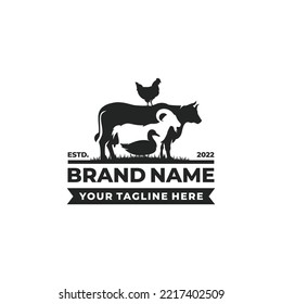 Farm animal logo design vector