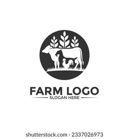 Farm Animal Logo design vector, Simple Livestock or Farm logo template