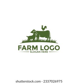 Farm Animal Logo design vector, Simple Livestock or Farm logo template