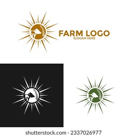 Farm Animal Logo design vector, Simple Livestock or Farm logo template