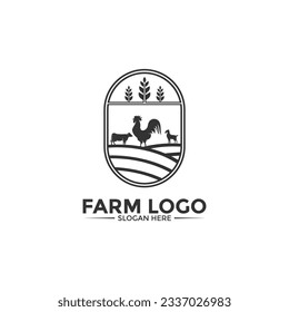 Farm Animal Logo design vector, Simple Livestock or Farm logo template