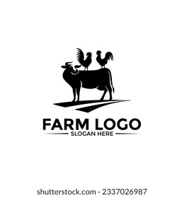 Design-Vektorgrafik für das Logo "Farm Animal", Vorlage für einfaches Viehzucht- oder Landwirtschaftslogo