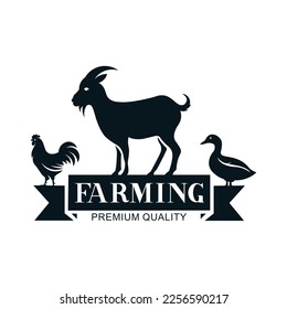 Farm animal logo inspiration. Vector illustration concept. white background farm animal badge.