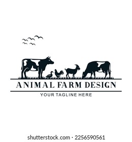 Farm animal logo inspiration. Vector illustration concept. white background farm animal badge.