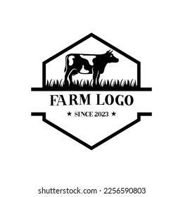 Farm animal logo inspiration. Vector illustration concept. white background farm animal badge.