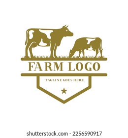 Farm animal logo inspiration. Vector illustration concept. white background farm animal badge.