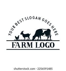 Farm animal logo inspiration. Vector illustration concept. white background farm animal badge.