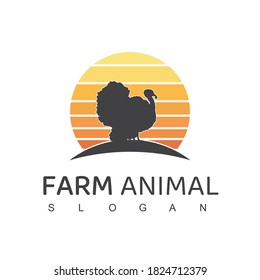 Farm Animal Logo With Turkey Symbol
