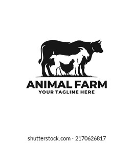 Farm animal logo vector. Cattle farm logo