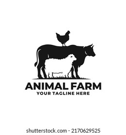 Farm animal logo vector. Cattle farm logo