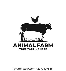 Farm animal logo vector. Cattle farm logo