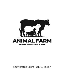 Farm animal logo vector. Cattle farm logo