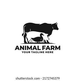 Farm animal logo vector. Cattle farm logo