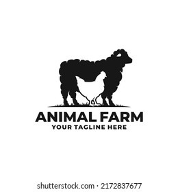 Farm animal logo vector. Cattle farm logo