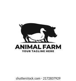 Farm animal logo vector. Cattle farm logo