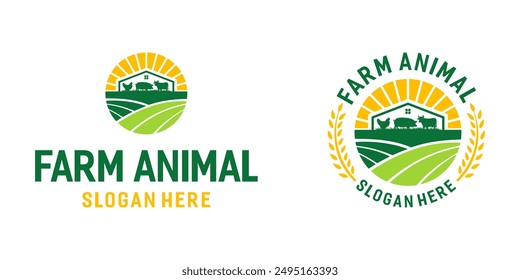 farm animal logo. Vector Logo Template In Modern Minimalist Style Creative Abstract Vector