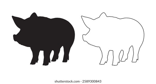 Farm Animal Pig Silhouette - Crisp Pig Outline for Digital Art
