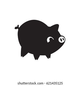 Farm animal. Pig vector flat icon black on white